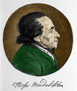 Portrett av Moses (Moses) Mendelssohn (1729 - 1786), filosof og sann grunnlegger av moderne jødedom. Bestefar til musikeren Felix Mendelssohn. av Unknown artist