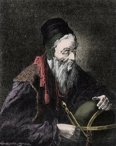 Portrett av Nostradamus, Michel de Notre Dame (1503-1566) fransk astrolog og lege - Gravering fra 1800-tallet av Unknown artist