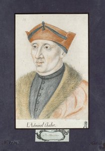 Portrett av Philippe de Chabot (1492-1543), admiral av Frankrike, anonym. Fargeblyanter på papir, størrelse: 28x19, ca 1530, State Hermitage, St. Petersburg av Unknown artist