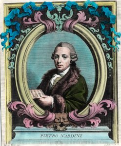 Portrett av Pietro Nardini (1722 - 1793), italiensk fiolinist og komponist. Gravering fra 1700-tallet. Privat samling. av Unknown artist