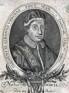 Portrett av pave Clement XI (Gianfrancesco Albani) (1649 - 1721), 241. pave. 1700-talls gravering av Unknown artist