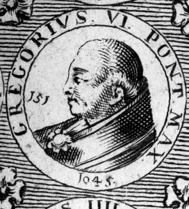 Portrett av pave Gregoire VI (død 1048). av Unknown artist