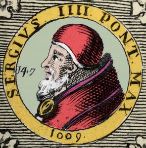 Portrett av pave Sergius IV eller Sergius IV Sergio IV. 1000-tallet. av Unknown artist