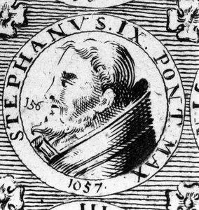 Portrett av pave Stefanus IX (Stefan 9). av Unknown artist