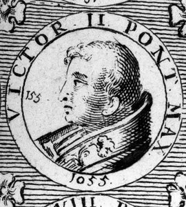 Portrett av pave Victor II (eller Victor 2 døde 1057). av Unknown artist