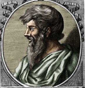 Portrait of Pythagoras (ca. 570 - around 480 BC), Greek mathematician and philosopher. Engraving of the 18th century av Unknown artist