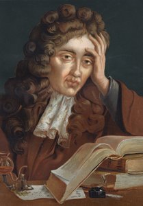 Portrett av Robert Boyle (1627 - 1691), irsk fysiker og kjemiker. basert på The Science and its Men av Louis Figuier. Barcelona 1881 av Unknown artist