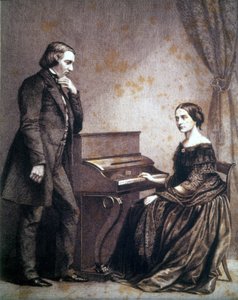 Portrett av Robert Schumann (1810 - 1856), tysk komponist, og Clara Schumann (1819 - 1896), tysk pianist. av Unknown artist