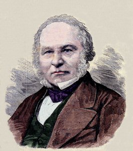 Portrett av Sir Rowland Hill (1795-1879) oppfinneren av poststempelet. av Unknown artist