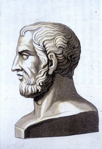 Portrett av Theophraste (372 f.Kr. - 287 f.Kr.), gresk filosof. av Unknown artist