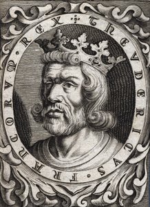 Portrait of Thierry I (? - 533), King of Austrasia. 18th century engraving. av Unknown artist