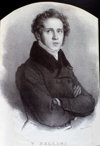 Portrett av den italienske komponisten Vincenzo Bellini (Gravering. 1800-tallet) av Unknown artist