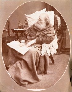Portrett av den italienske patrioten og heltene til Risorgimento Giuseppe Garibaldi (1807-1882) i Caprera i 1882. Fotografi Privat samling av Unknown artist