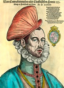 Portrett av kongen av Frankrike Henry III (1551 - 1589). 1500-talls gravering. av Unknown artist