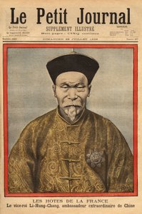 Portrett av visekongen av Petchili, Li Hung Chung, ekstraordinær kinesisk ambassadør i Frankrike, på et offisielt besøk i 1896. Gravering i "" Le petit journal"" 28.07.1896. Selvas samling. av Unknown artist