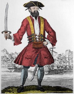 Portrett av piraten Edward Teach dit Barbenoire (Svartskjegg eller Svartskjegg av Unknown artist
