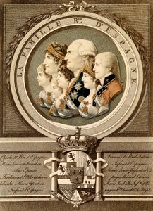 Portrett av kongefamilien i Spania: Kong Carlos IV (Charles IV av Unknown artist