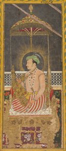 Posthumt portrett av keiser Jahangir under en baldakin (recto) av Unknown artist