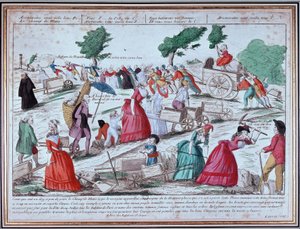 Forberedelse på Champs de Mars av festen 14. juli - gravering av Unknown artist