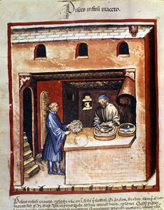 Tilberedning av marin fisk i eddik. Belysning fra melking av medisin og diett "" Tacuinum sanitatis"" av Unknown artist