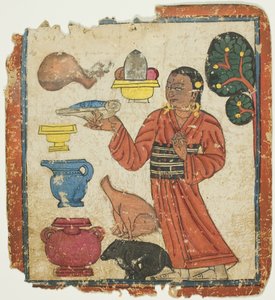 Presentasjon av offergaver, fra et sett med innvielseskort (Tsakali) av Unknown artist