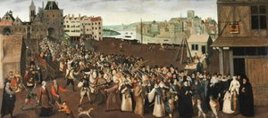 Ligaens prosesjon på streikeplassen, ca. 1590 (olje på lerret) av Unknown artist