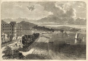 Promenade des Anglais i Nice i 1866 - Promenade des Anglais i 1866 - gravering av Unknown artist