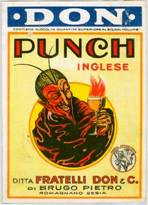 Punch engelsk alkoholreklame med en djevel (kromolitografi) av Unknown artist