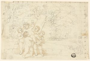 Putti som bærer unge Bacchus av Unknown artist