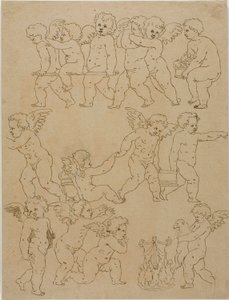 Putti utfører oppgaver av Unknown artist