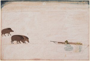 Raja Ram Chand av Amber (f. 1667–88) Jakt på villsvin av Unknown artist