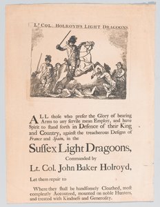 Rekrutteringsplakat for oberstløytnant Holroyds Light Dragoons, 1780 ca. av Unknown artist