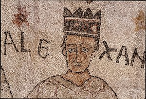 Representasjon av Alexander den store (356-323 f.Kr.), konge av Macedoine og erobrer av Persia, omringet indisk fauna under erobringen av India. Fortau til Pantaleone (eller Pantaleon av Unknown artist