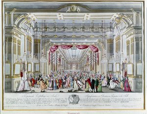 Representasjon av «La Clemenza di Tito»» (La Clemence de Titus) av Wolfgang Amadeus Mozart (1756-1791) ved kroningsfesten til keiser Leopold II av Østerrike (1747-1792) som konge av Böhme i 1791 i teateret til Royal Street i Praha. Praha Museu av Unknown artist