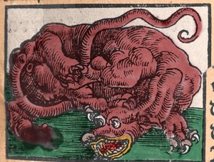Representasjon av en drage. Gravering fra «Den Ellen Strength Beste Fromen» av Johann Stumpff. 1550 av Unknown artist
