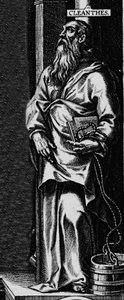 Representasjon av den greske filosofen stoicist Cleanthe (330-232 f.Kr.)"" Gravering fra frontispicen til "" Philosophical Works"" av Seneque av Unknown artist
