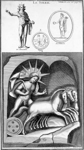 Representasjon av solen og Apollo. Bilder hentet fra eldgamle representasjoner. Gravering 1800-tallet. av Unknown artist