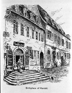 Representasjon av huset der George Frideric Handel ble født (George Frideric Handel av Unknown artist