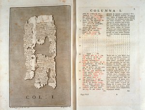 Reproduksjon av papyrusen til Herculanum av Philodema av Gadara (1793) av Unknown artist