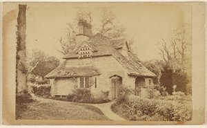 Thomas Roberts#39; residens ved Wodenethe Fish Kill på Hudson, NY [utvendig utsikt over Rose Cottage, Blaise Hamlet] av Unknown artist