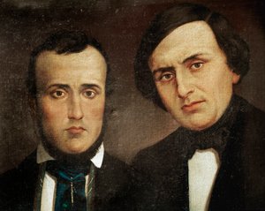 Risorgimento: portrett av brødrene Attilio Bandiera (1810-1844) og Emilio Bandiera (1819-1844). Anonymt maleri. Roma fra 1800-tallet, Risorgimento History Institute av Unknown artist