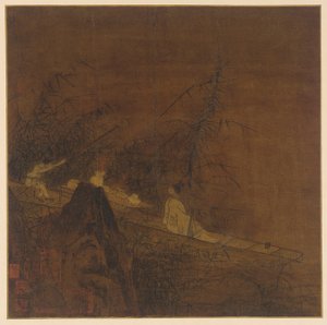 Elvescene: en båt blant vill bambus av Unknown artist