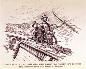 Rudyard Kipling: "Captains courageous", New York 1899 (gravering) av Unknown artist