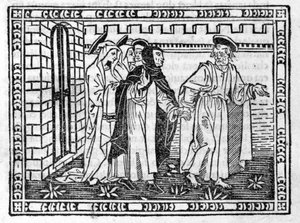 Sankt Peter ledet av hånden Savonarola (Jerome Savonarola) (1452 - 1498) - i "" Compendium of Revelatione"", inkunabel av 23/4/1496. av Unknown artist