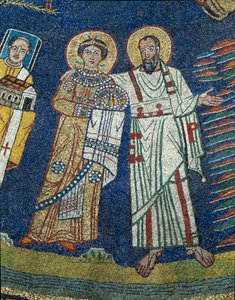 Saint Praxede (Prassede) og Saint Paul Detail. Anonym mosaikk rundt 830. Triumfbuen til basilikaen Santa Prassede, Roma av Unknown artist