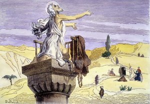 Saint Simeon stilitten forkynner på en kolonne. av Unknown artist