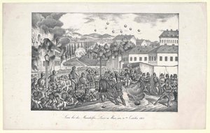 Scene ved Mariahilf-linjen til Wien av Unknown artist