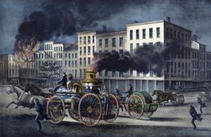 Scene av dagliglivet til amerikanske brannmenn av Unknown artist