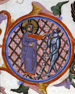 Scene for eksorcisme. 1300-talls miniatyr. biblioteca Nazionale Braidense. Milan av Unknown artist