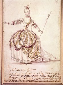 Scenografi: kostymetegning for pastoralen "" Zais" av Jean Philippe (Jean-Philippe) Rameau (1683-1764) 1761. Akvarell. av Unknown artist